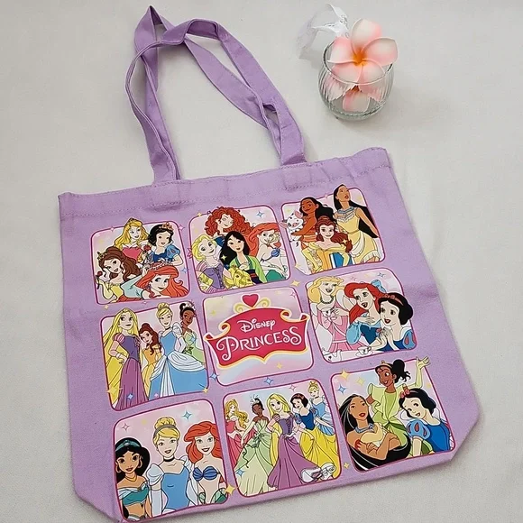 Disney Princess Tote Bag Bundle - Green, Yellow & Lilac Cartoon Prints - Picture 3 of 16
